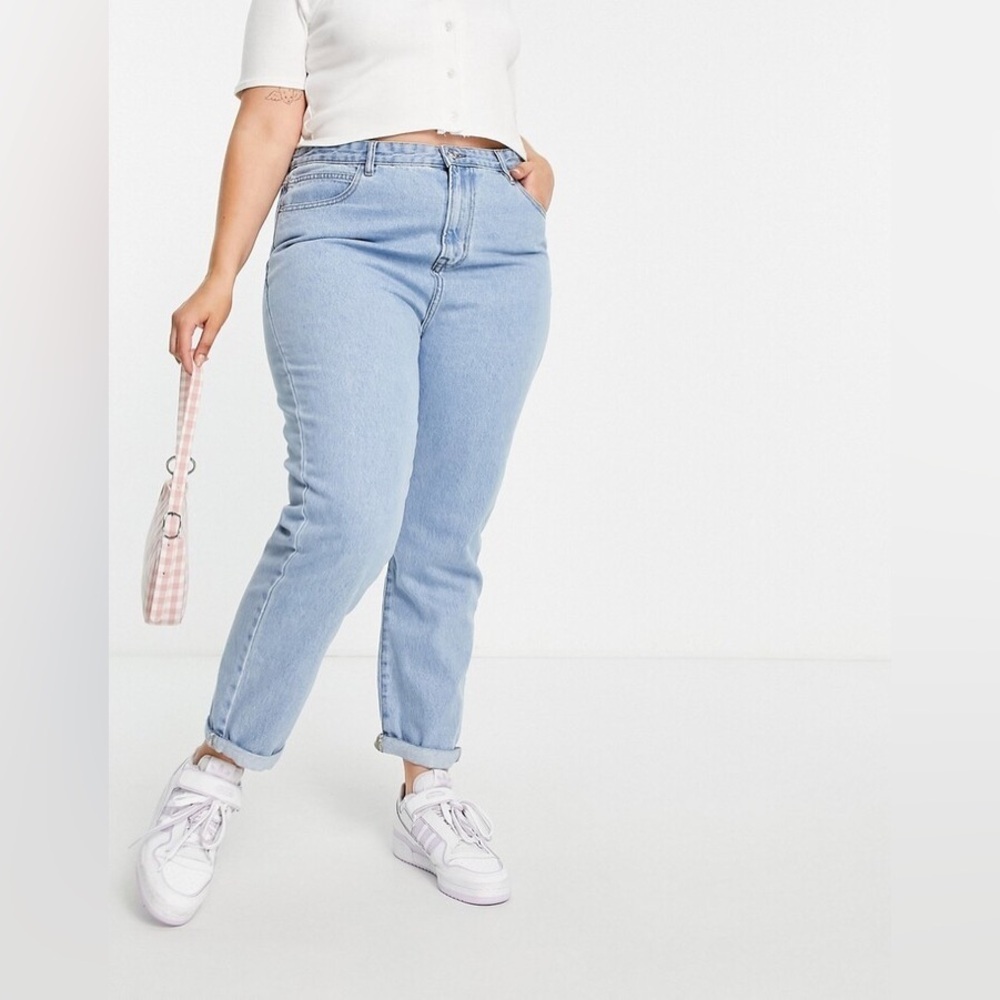 ASOS Don’t Think Twice Plus Lou Mom Jean Light Wash Women’s Size 18 NWT - Picture 4 of 10